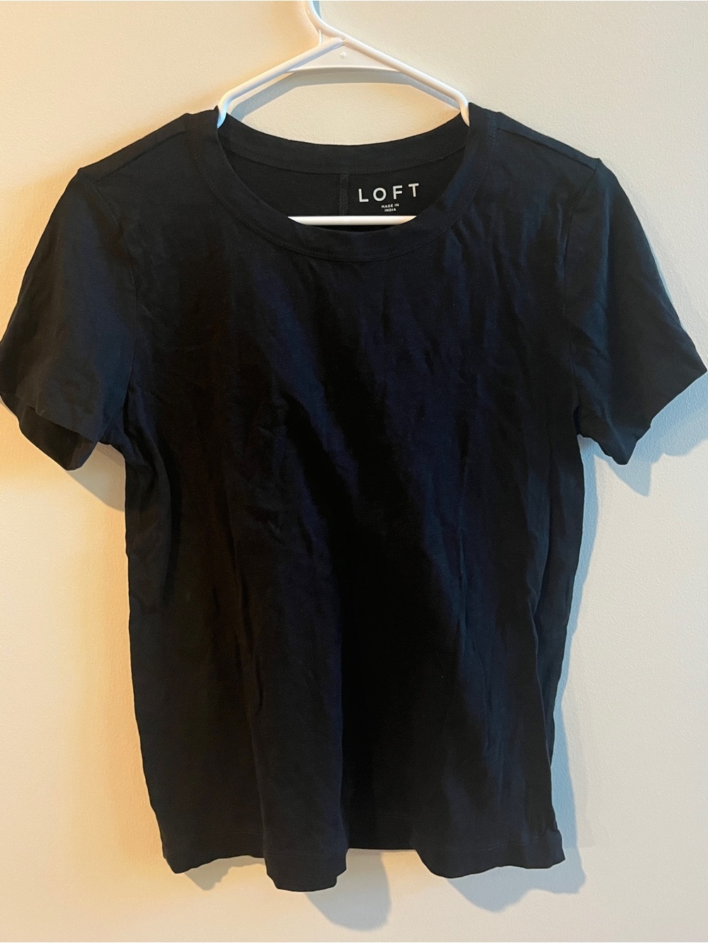 LOFT Black Short Sleeve Crewneck Tee